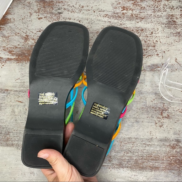 Vintage 90s 1990s Y2K 2000s neon elastic top platform sandals 7.5 retro - Picture 8 of 11